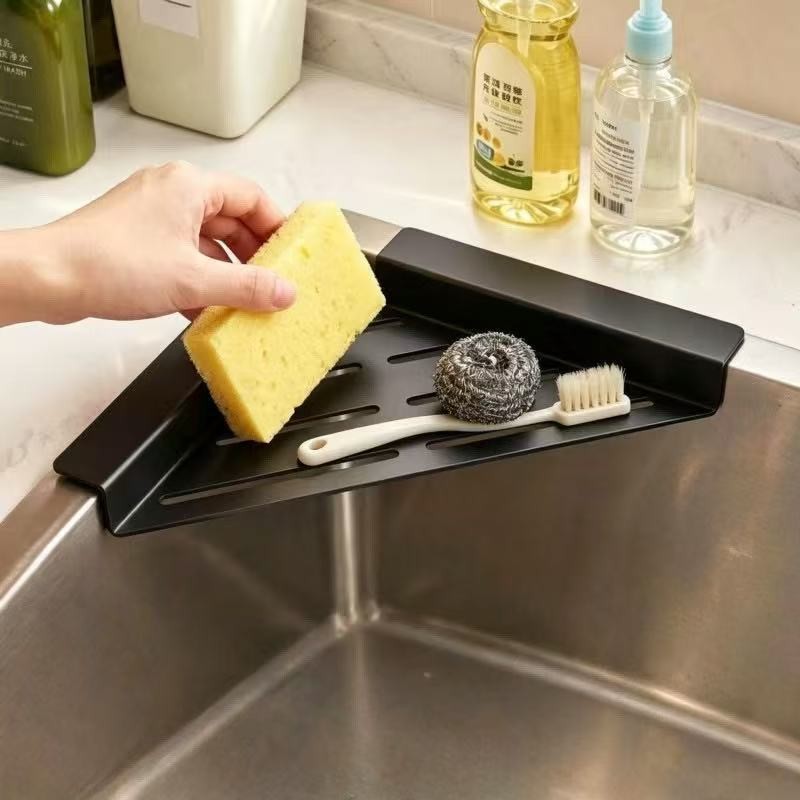 水槽边沥水托盘家用厨房免安装洗碗布清洁刷收纳架水池沥水置物架