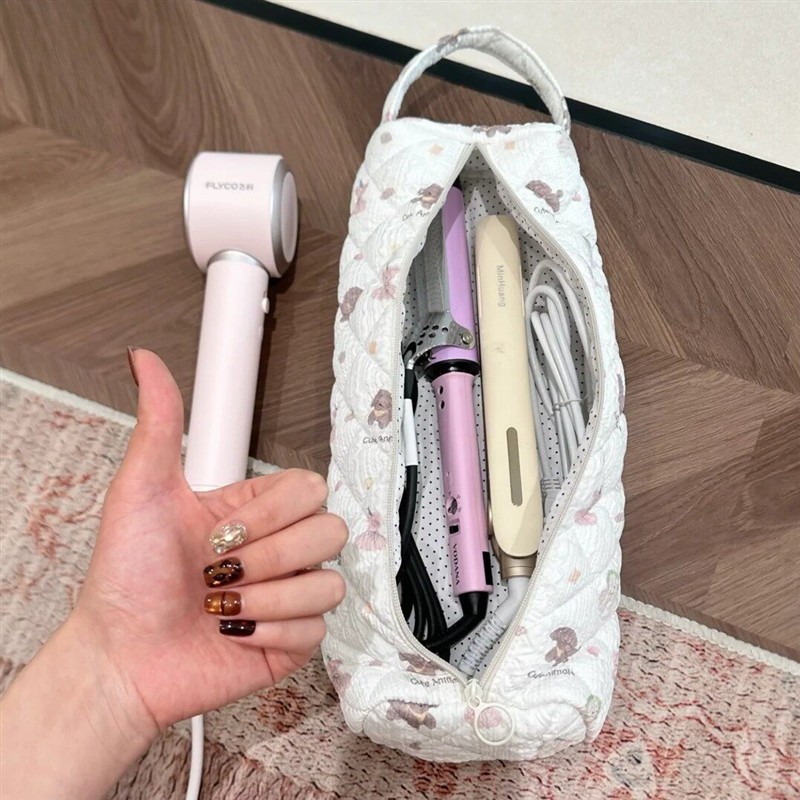 可爱小狗吹风机收纳包旅行拉链卷发棒收纳袋便携出差直板夹收纳包