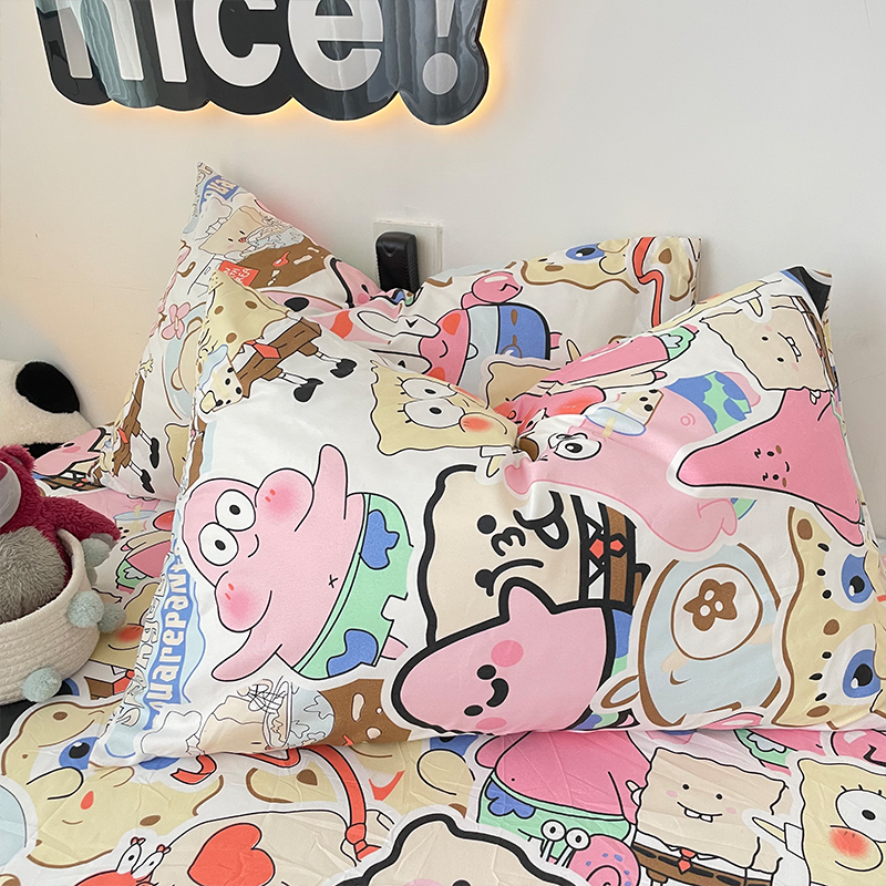 可爱少女心枕套一对2个装可拆洗ins卡通枕头套单人枕芯套48x74cm