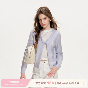 Kroche 26ss bowknot 蝴蝶结手工绣花 羊毛混纺纽结长袖针织开衫