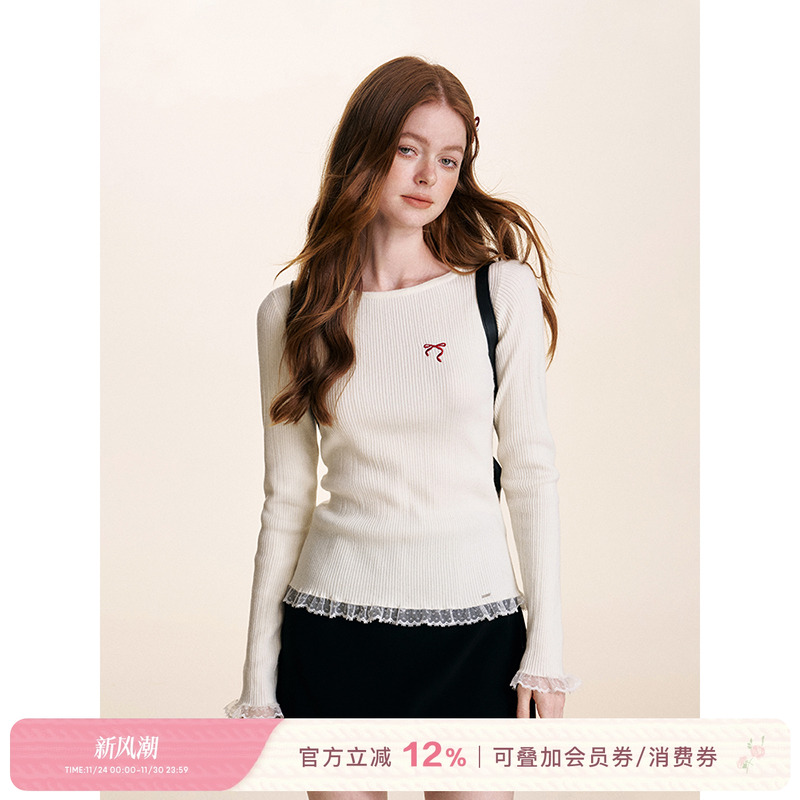 24ss羊毛混纺针织衫Kroche圆领