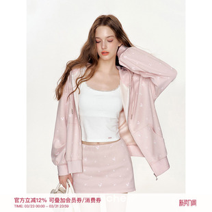 裙裤 Kroche 连帽宽松卫衣外套 玫瑰印花 奶油玫瑰