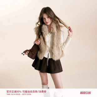 张小婉同款 Kroche 环保皮草 加厚保暖短款立领马甲毛毛外套