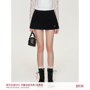 裙裤 Kroche 高腰A字休闲西装 双层侧开衩 短裙 时髦学院