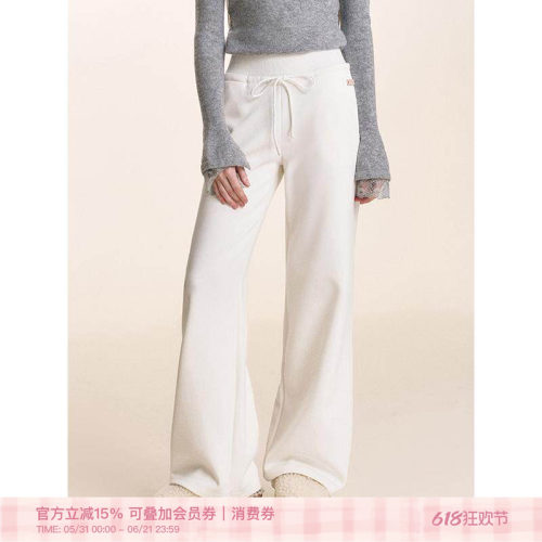 Kroche抽绳宽松高腰直筒休闲卫裤