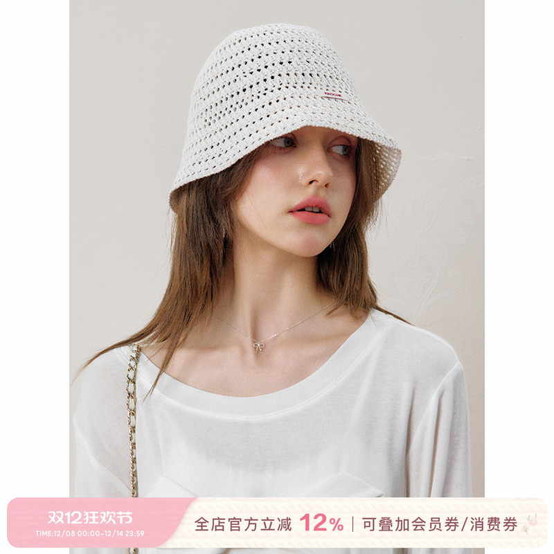 杨紫同款 Kroche   bowknot 蝴蝶结装饰 镂空圆顶水桶帽