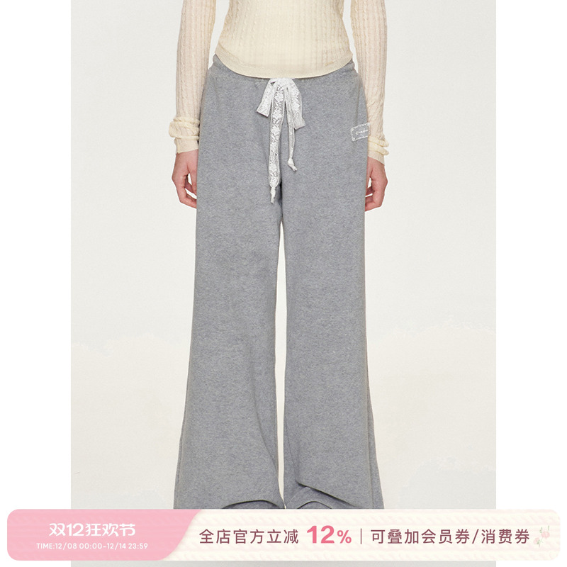 Kroche抽绳宽松直筒休闲长裤卫裤