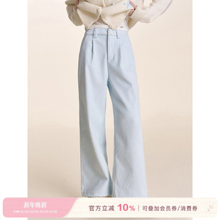 灯芯绒保暖高腰直筒阔腿休闲长裤 过冬加绒 冬日薄雾 Kroche