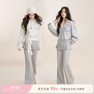 25aw 松紧腰A字百褶裙拼接休闲微喇裤 Ballet 假两件 core Kroche