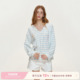 夏日蓝海 贝壳海星印花 系带条纹宽松长袖 Kroche 罩衫