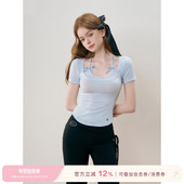 孙怡同款 T恤 假两件蝴蝶结短袖 Kroche 天丝羊毛