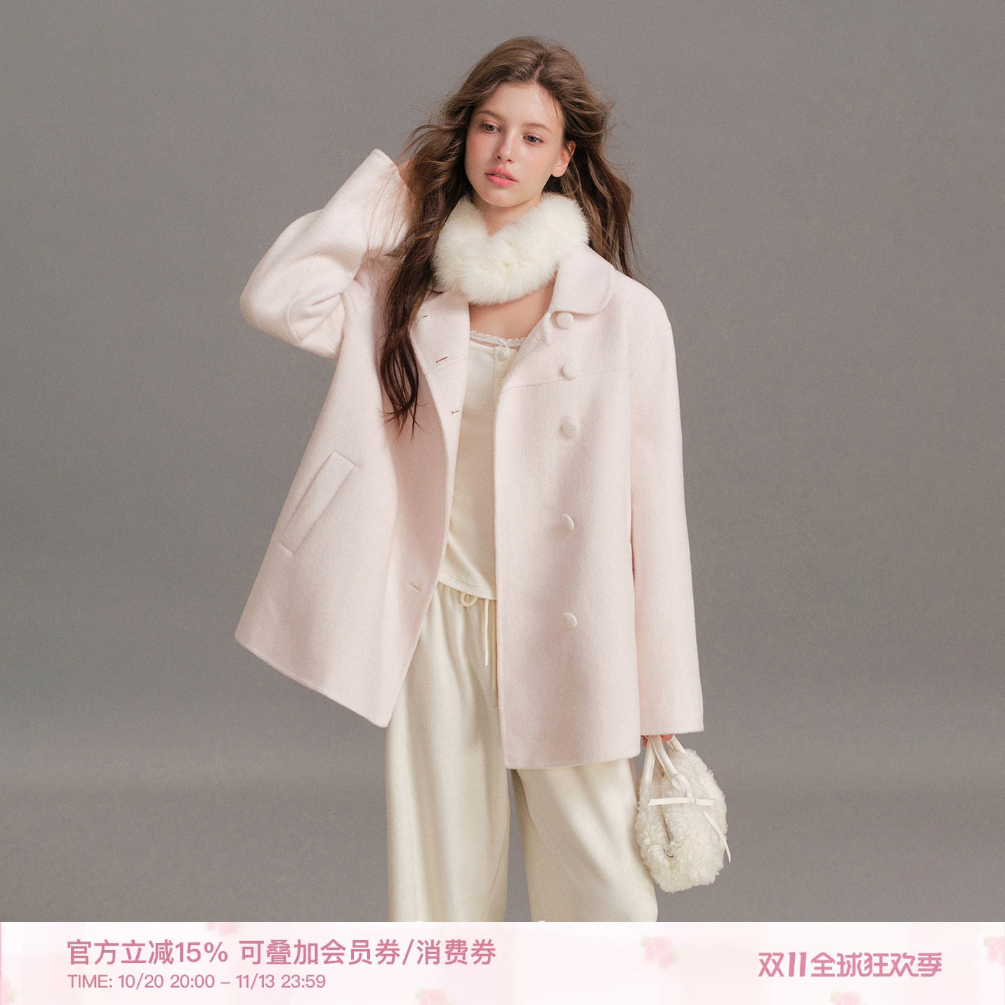Kroche 26aw「70羊毛」绒化入冬 手工双面呢娃娃领中长款大衣外套
