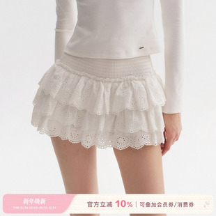 规则打揽腰头 Balletcore 蕾丝花边蓬蓬蛋糕半身裙 25aw Kroche