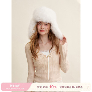 针织衫 Kroche 细绞花假两件拼接修身 蕾丝花边 打底 浪漫邂逅