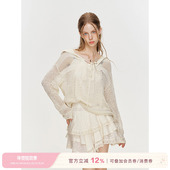 Kroche 条纹层次轻薄针织帽衫 漫步初秋 镂空肌理