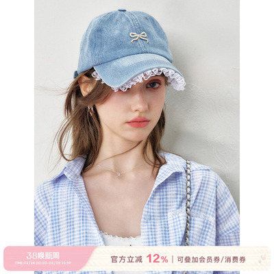 Kroche  bowknot 立体绣工艺 蕾丝花边棒球帽