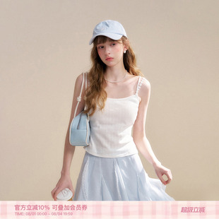 Kroche 26ss「100棉」春日肌理 一体式带胸垫雏菊双肩带吊带背心