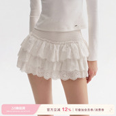蕾丝花边蓬蓬蛋糕半身裙 规则打揽腰头 Kroche Balletcore
