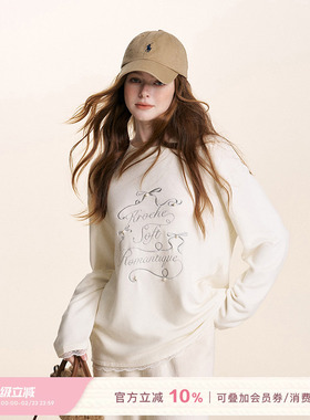 Kroche  Merry Christmas 银线绣 蕾丝拼接圣诞树磨毛长袖t恤