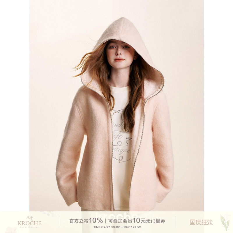 Kroche毛呢双拉链保暖休闲外套