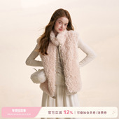 85羊毛混纺格纹 Kroche 都市游牧 双面穿立领直筒羊羔毛马甲