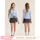 羊毛混纺 Kroche knowledge 撞色蝴蝶结侧开衩短半裙
