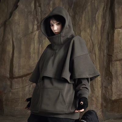 高领连帽解构双层ZCNT卫衣新款