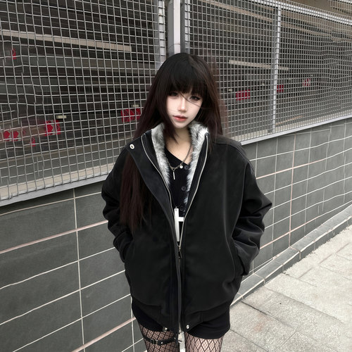 ZCNT逅来者双色貂毛座山雕重磅保暖加厚夹克外套加绒男女PU皮棉衣