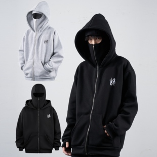 ZCNT秋冬原创俄式双帽悍匪卫衣双层连帽设计拉链卫衣百搭外套宽松