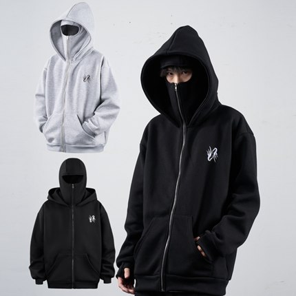 ZCNT秋冬原创俄式双帽悍匪卫衣双层连帽设计拉链卫衣百搭外套宽松