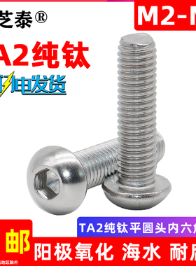 钛螺丝TA2纯钛圆头内六角螺丝半圆头螺栓钛螺丝盘头螺钉机丝M2345