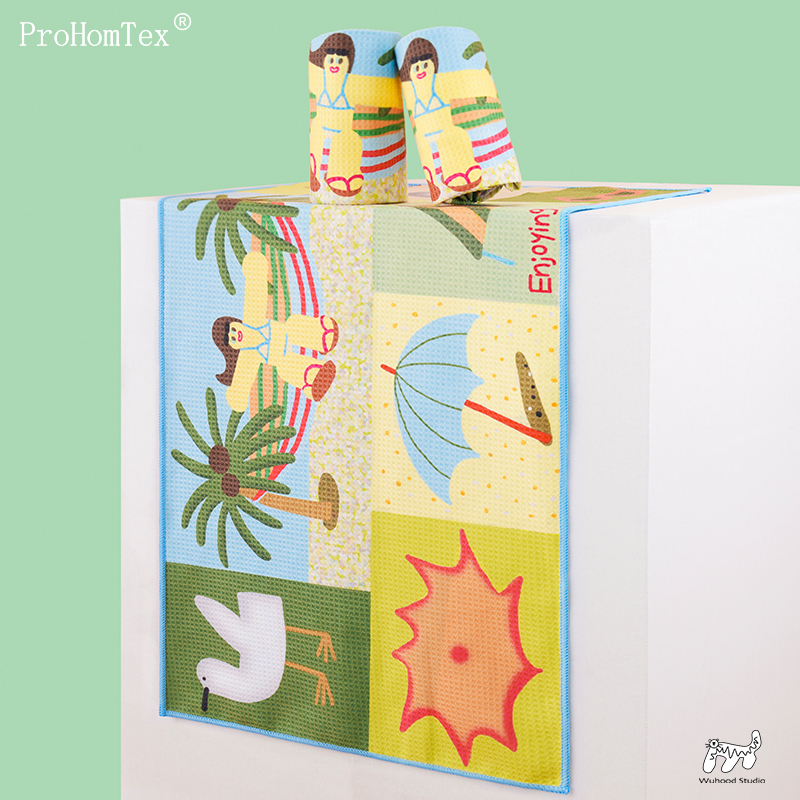 创意运动毛巾速干吸擦汗游泳快干羽毛球训练健身房女垫巾跑步专用