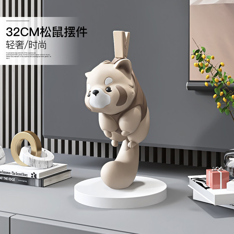 可爱浣熊桌面装饰摆件客厅家居饰品玄关电视柜酒柜摆设品乔迁礼物