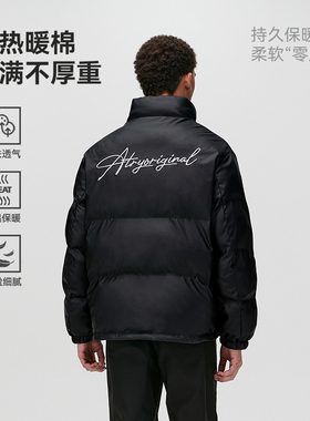 ATRY花体字母刺绣pu皮棉服女冬季2025新款潮牌加厚防寒保暖外套男