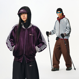 ATRY丝绒夹克外套男春季国潮牌美式复古宽松休闲情侣装拉链上衣女