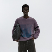 ATRY复古字母运动V领针织衫 外套 男女潮牌情侣宽松秋冬慵懒针织衫