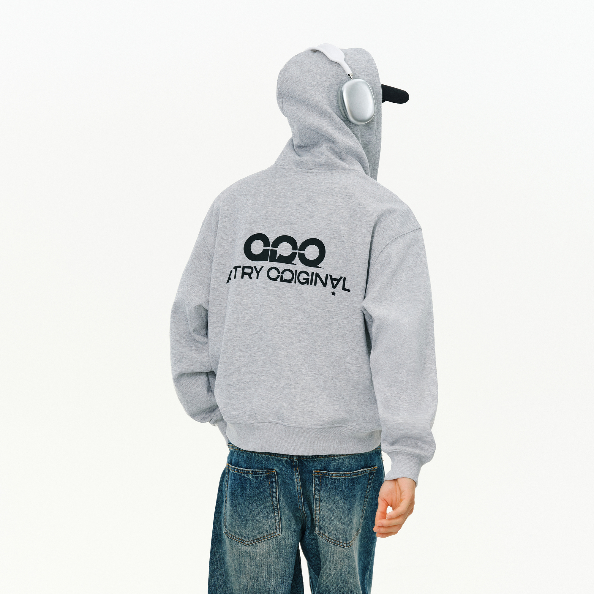 ATRY卫衣男款连帽春秋国潮牌美式LOGO排版印花拉链情侣装开衫外套