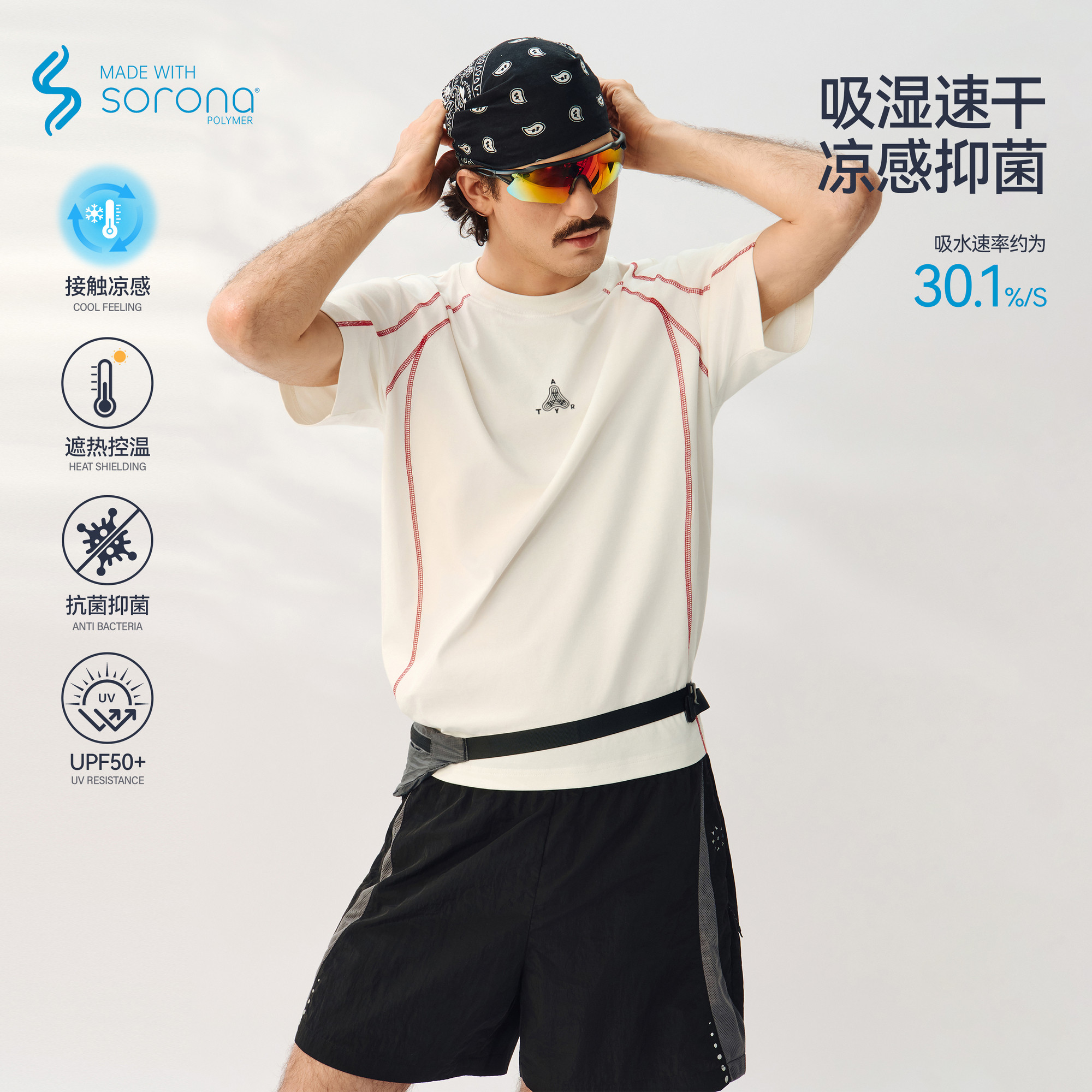 ATRY撞色哈苏线结构功能短袖T恤图片