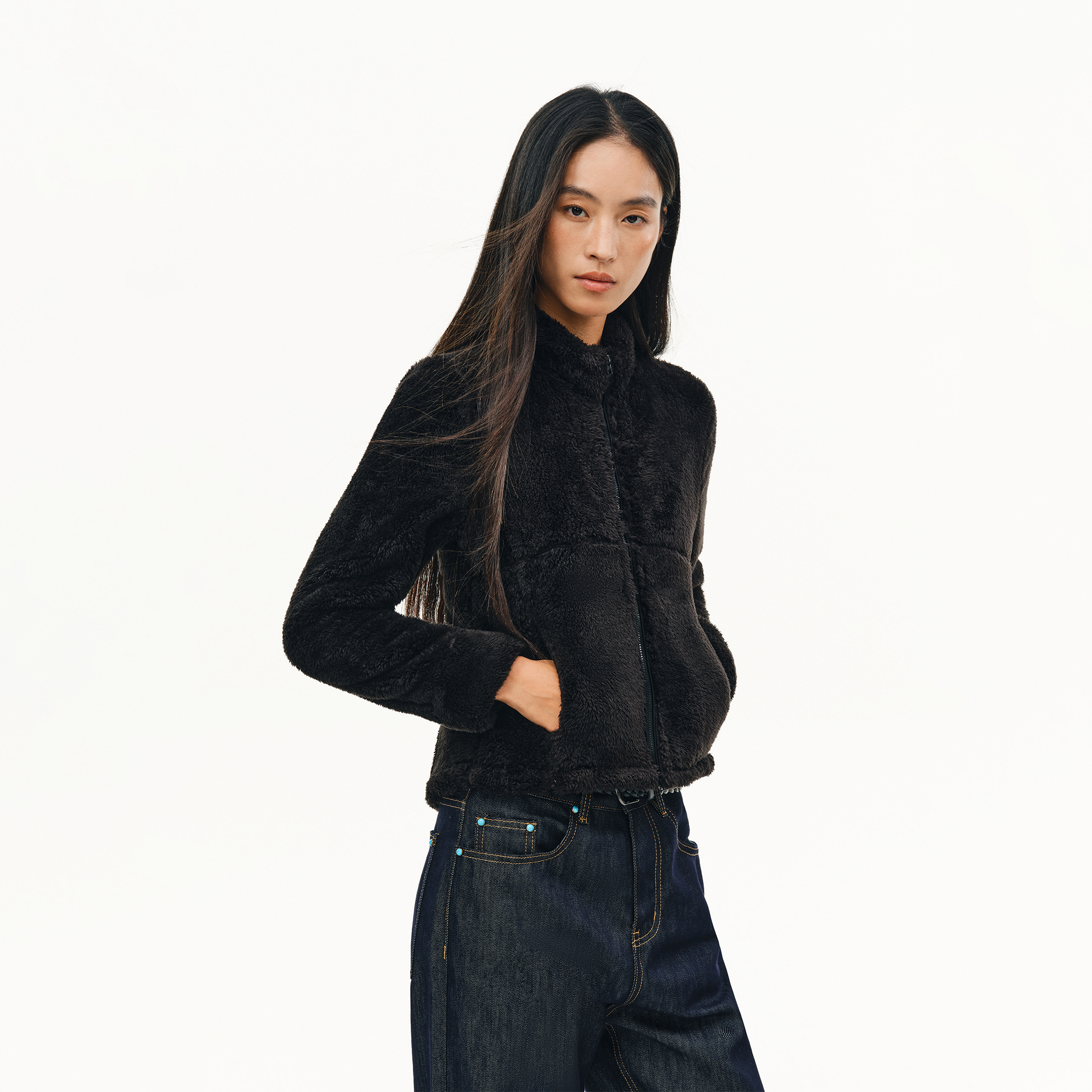 ATRY摇粒绒立领夹克短款外套潮牌