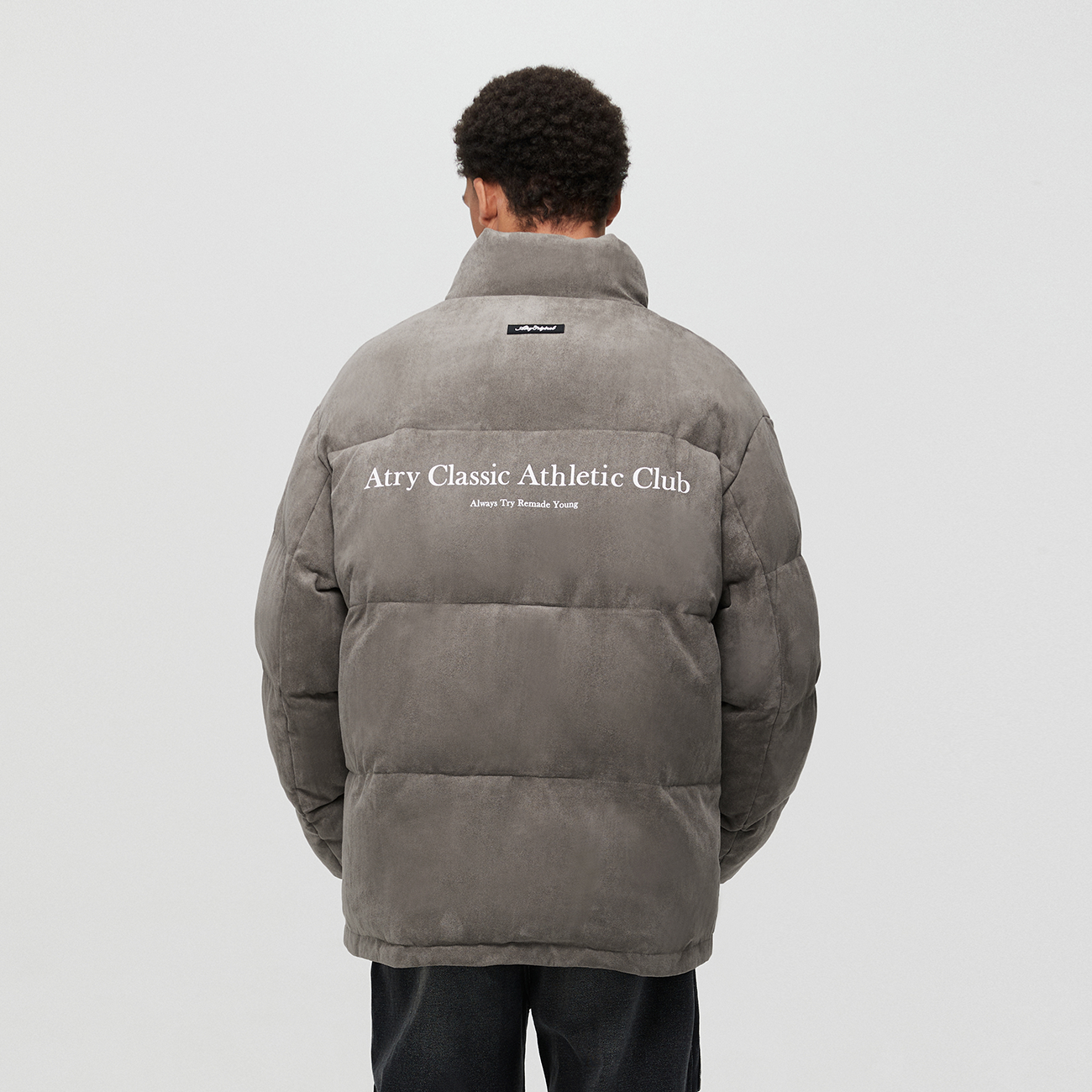 ATRY字母标语麂皮棉服男立领保暖