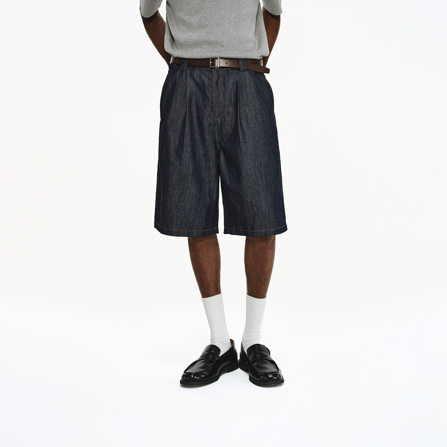 ATRY美式天丝牛仔阔腿五分裤夏季新款男女直筒宽松街头百搭牛仔裤