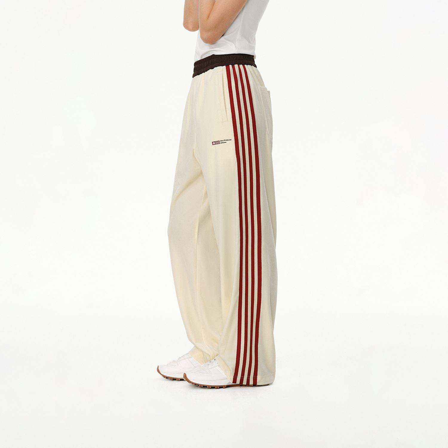 ATRY丝绒直筒阔腿裤秋季新款撞色织带垂坠感重磅运动长裤子休闲裤