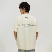 美式 半袖 高街圆领上衣t恤女 宽松复古简约情侣款 ATRY字母标语短袖