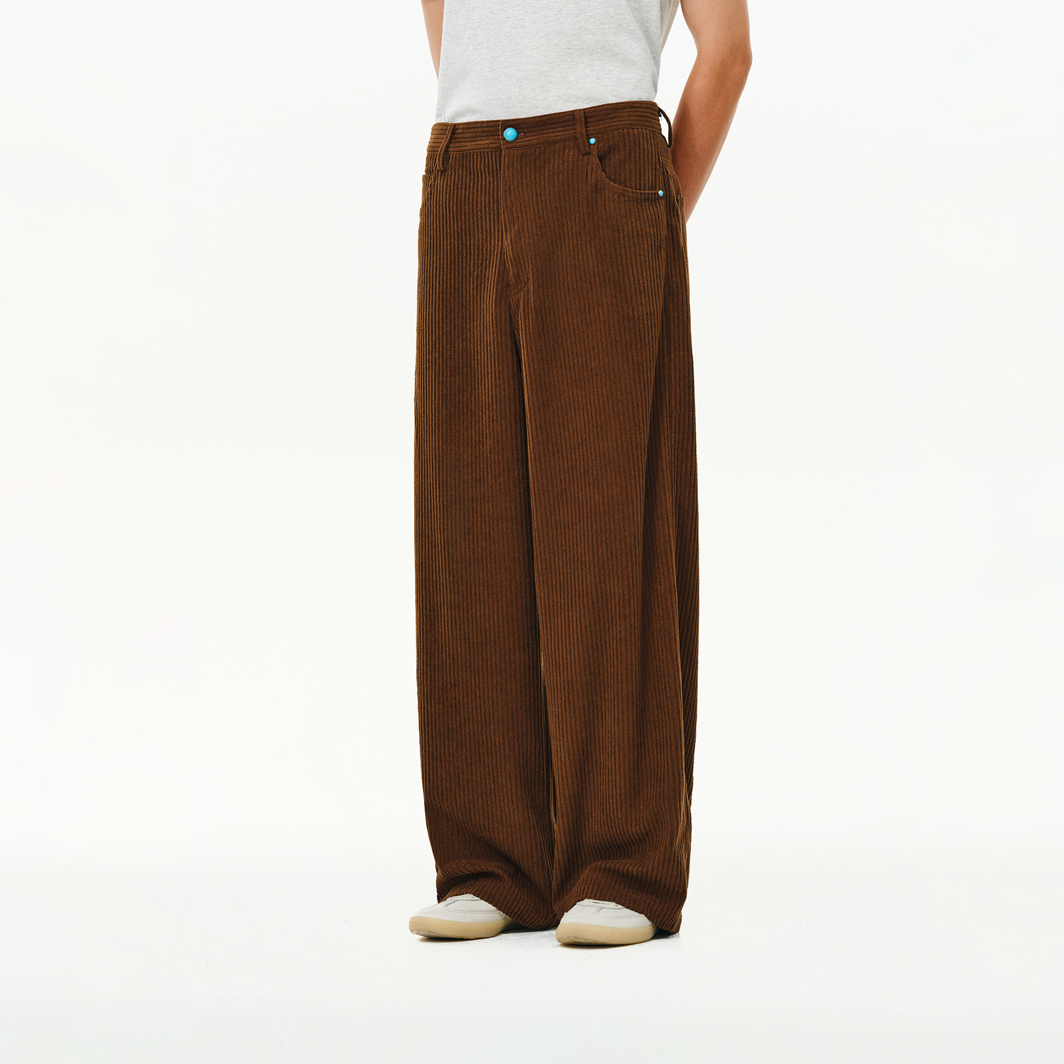 ATRY灯芯绒阔腿裤男春秋国潮牌美式休闲复古百搭绿松石宽松直筒裤