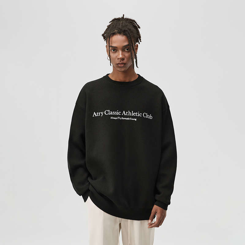 Atry美式毛衣圆领复古休闲高街