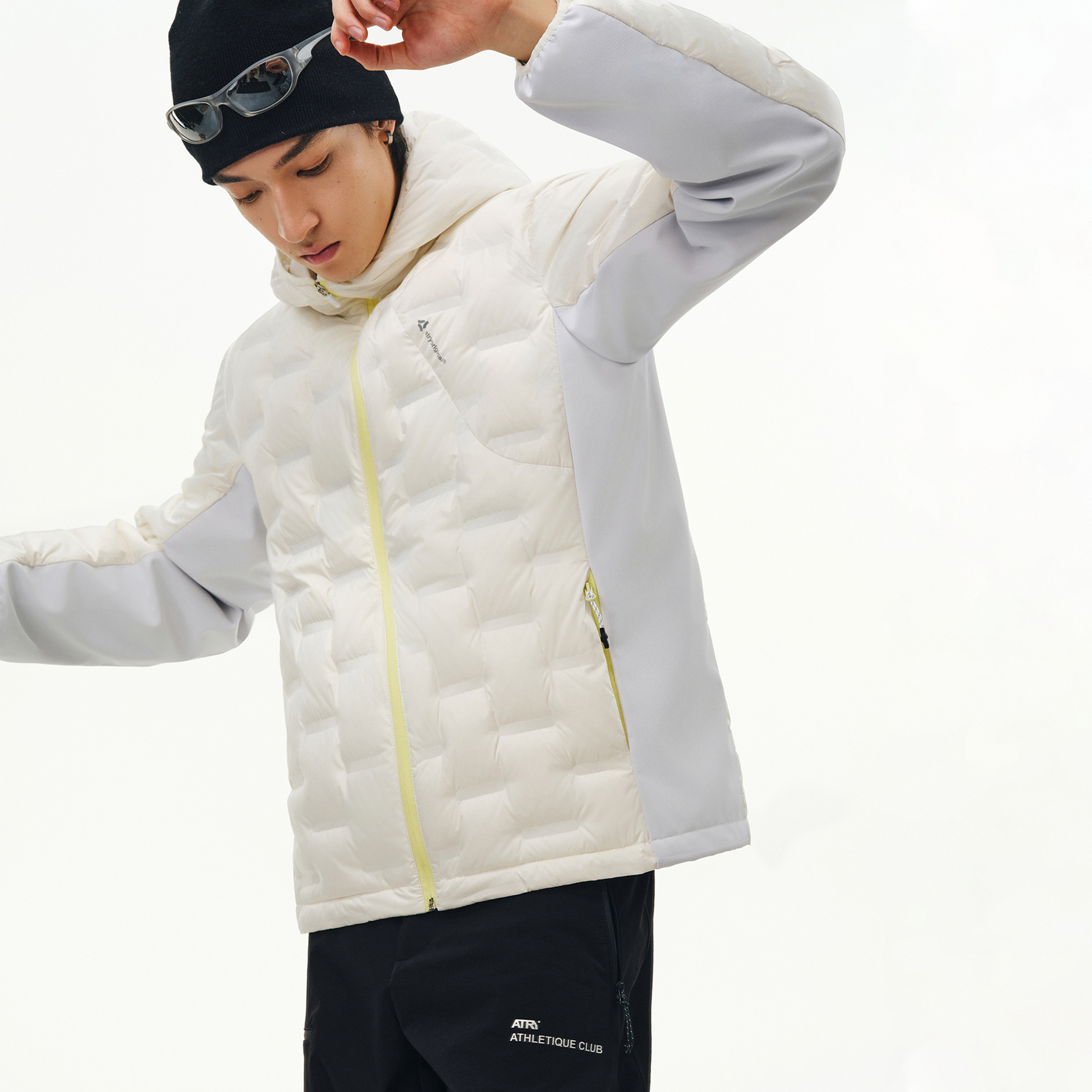 ATRY轻薄压印连帽羽绒服男外套女