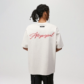 美式 ATRY花体刺绣短袖 宽松复古情侣半袖 夏季 高街圆领上衣 T恤男款