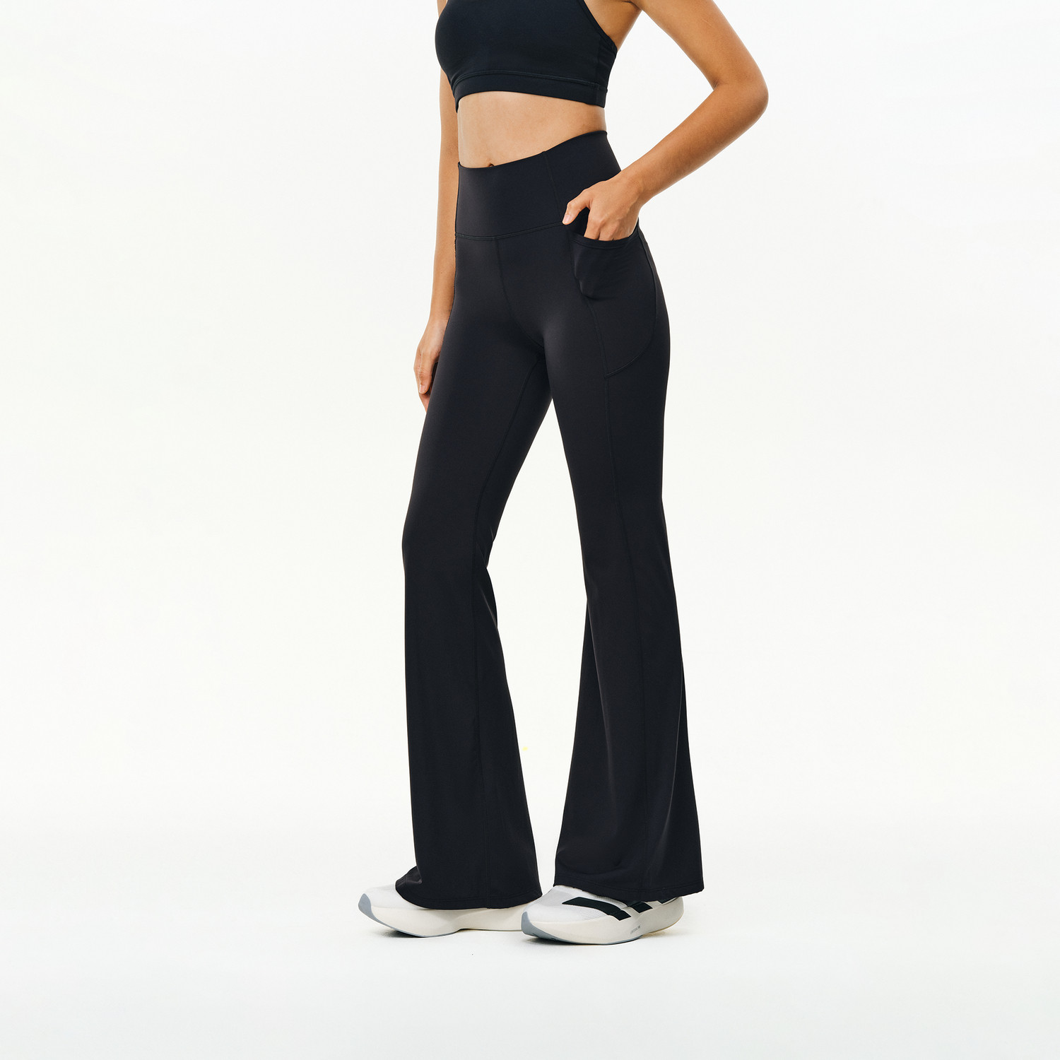 ATRY运动瑜伽裤女士外穿提臀高腰喇叭裤修身显瘦健身裤口袋鲨鱼裤