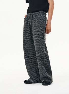 ATRY条纹休闲裤女秋冬潮牌美式复古运动宽松直筒卫裤男阔腿慵懒裤