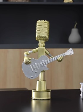 机械吉他麦克风酒柜客厅桌面摆件